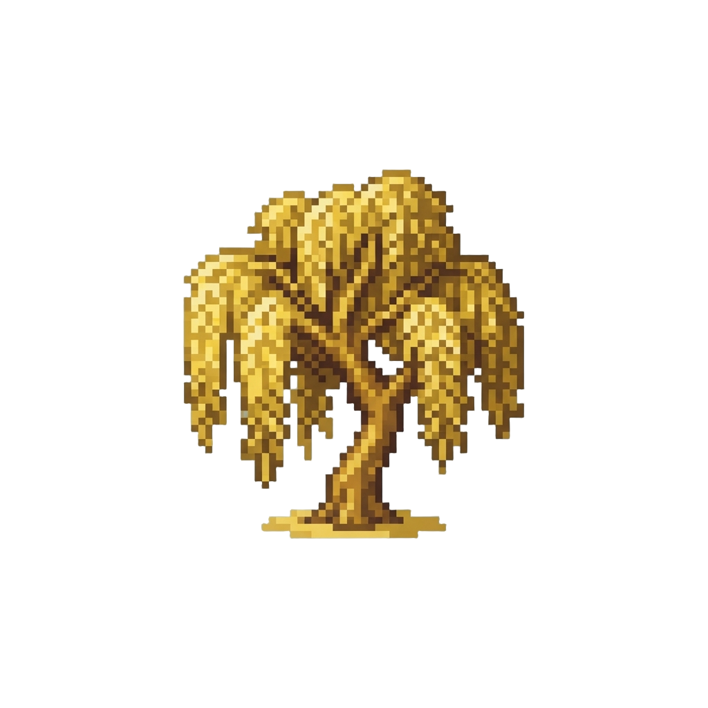 A Shimmering Golden Willow Tree Pattern