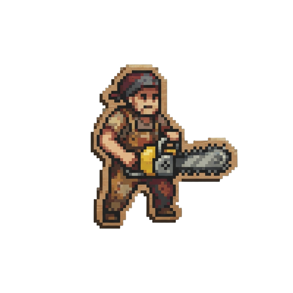 A Painted Chainsaw Villager Cutout