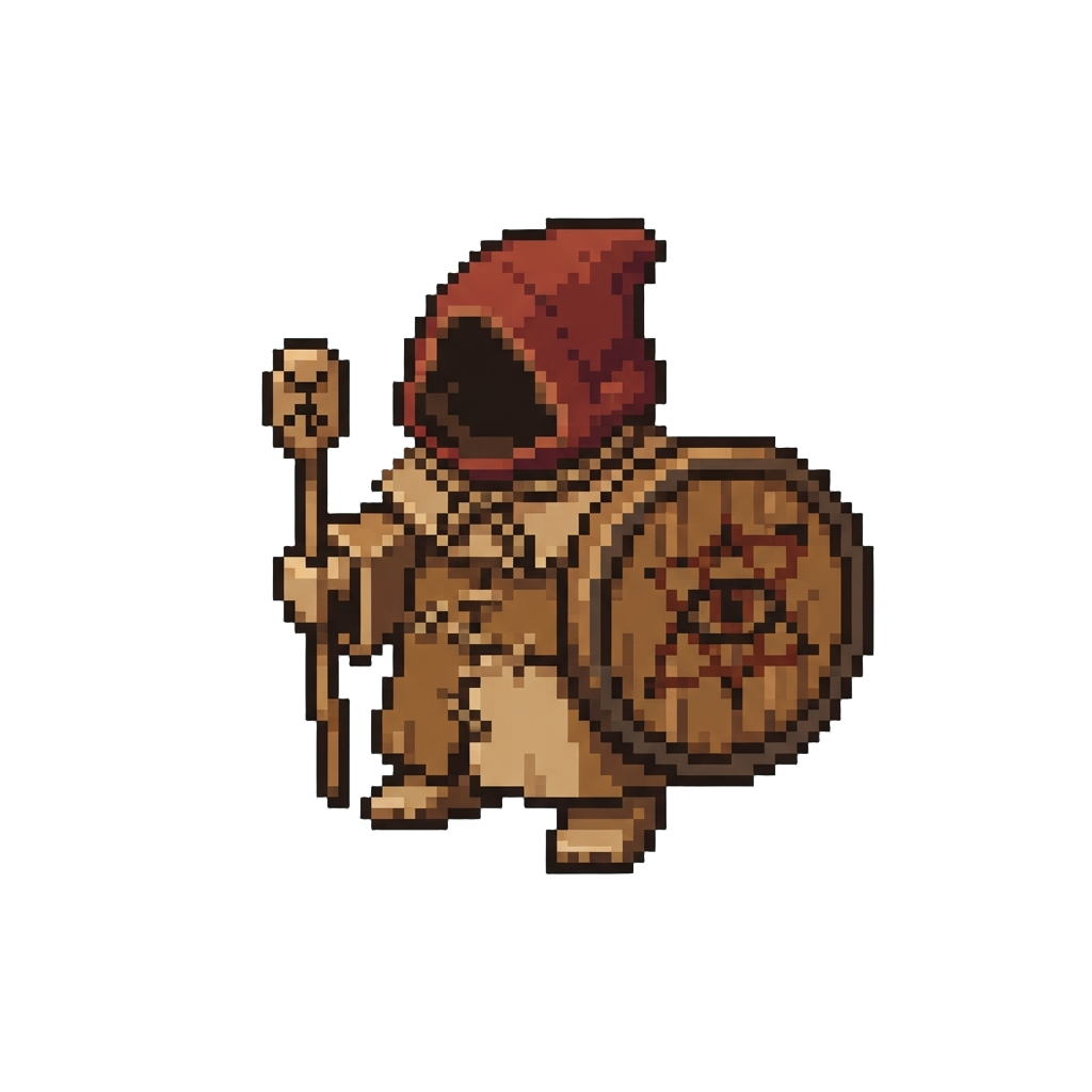 A Cardboard Cultist with a Wooden Shield Target
