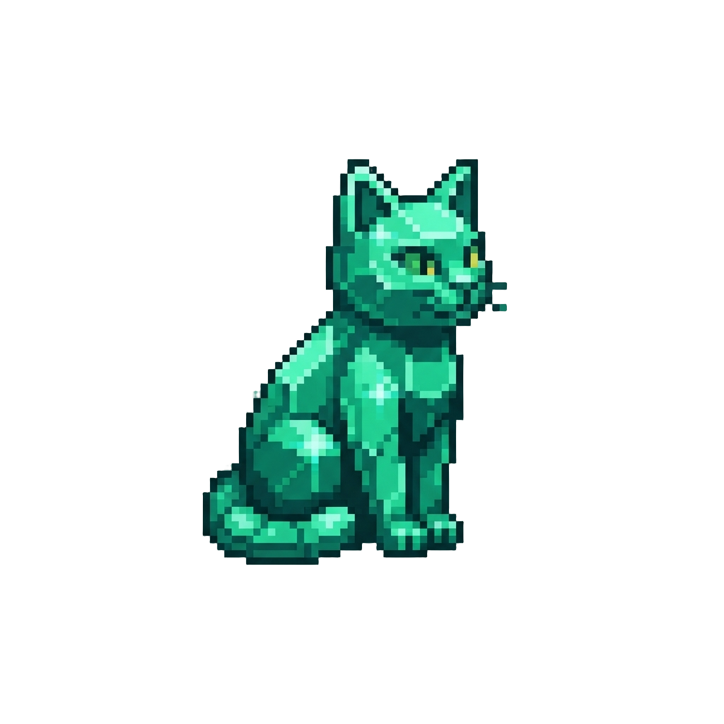 A Glittering Emerald Cat Statue