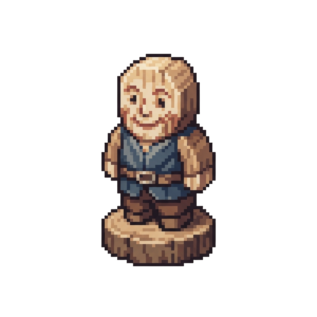 A Painted Wooden Villager Target
