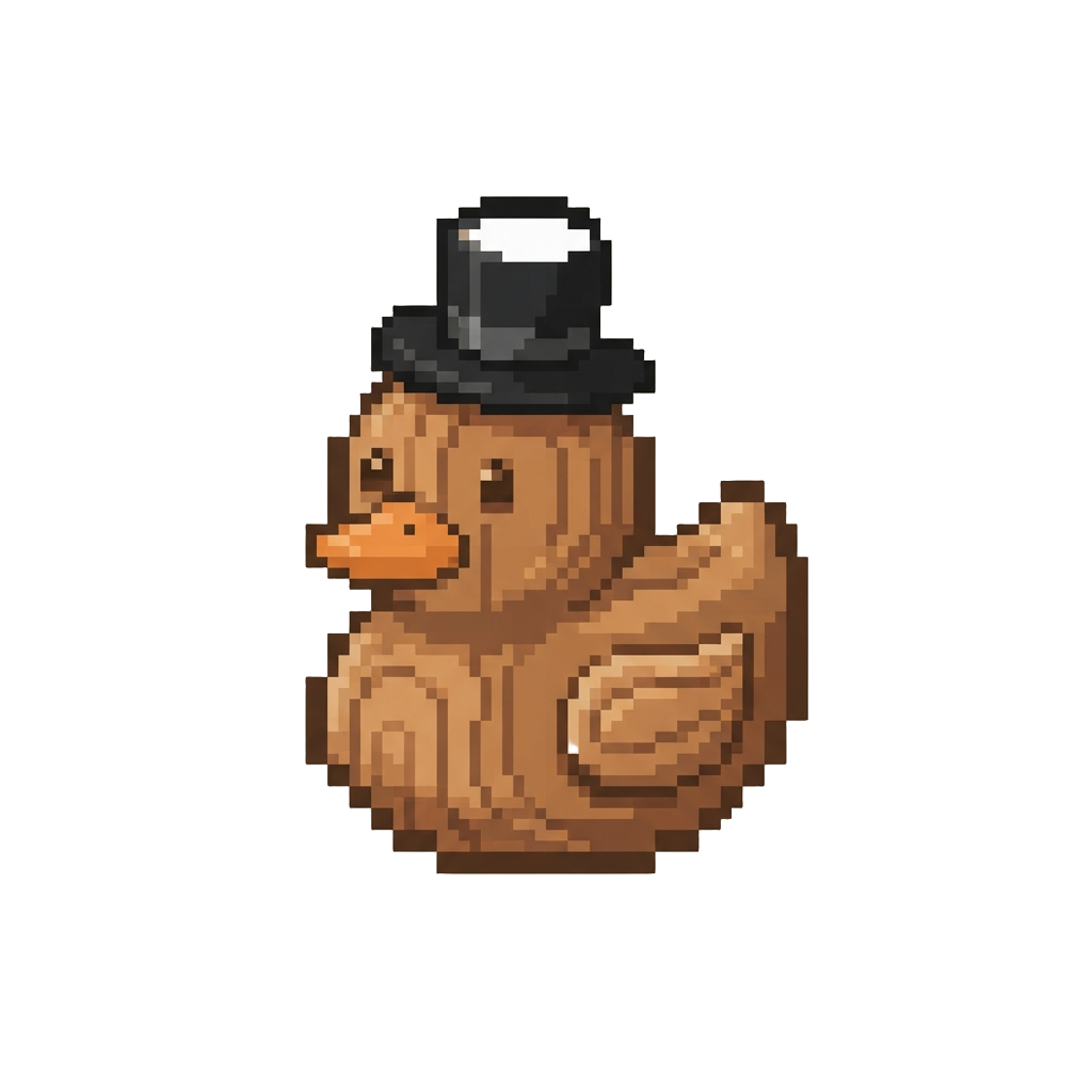 An Innocent Wooden Duck with Top Hat
