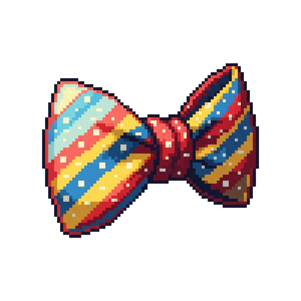 Brightly Striped Polka-dot Bowtie