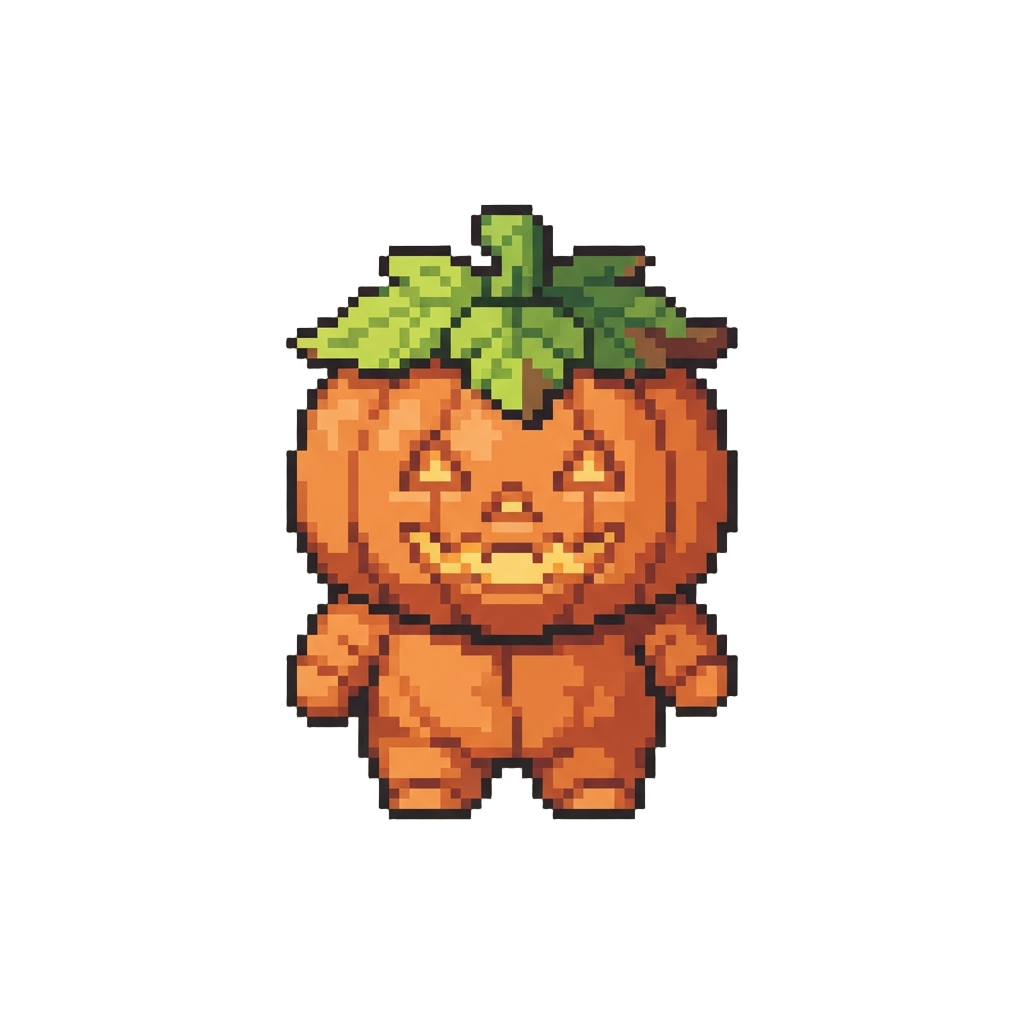 A Cozy Pumpkin Jack-o-lantern Suit with a Leafy Hat