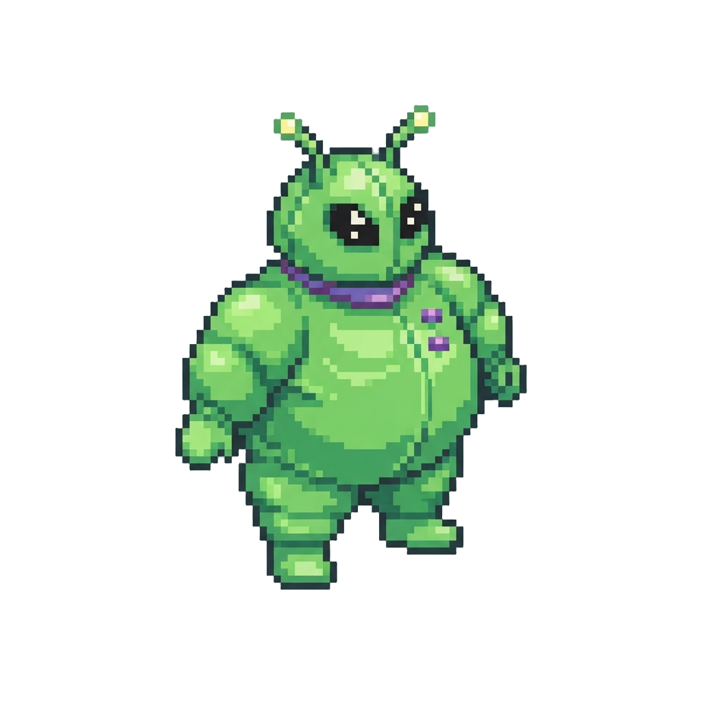 A Silly Green Alien Inflatable Suit Puffing Up Comically