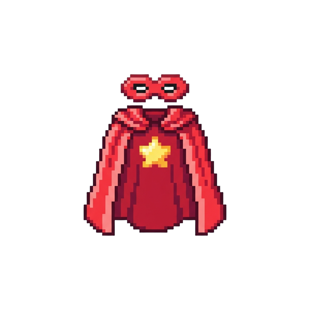 A Bright Superhero Cape and Eye Mask with a Cute Shiny Chest Logo