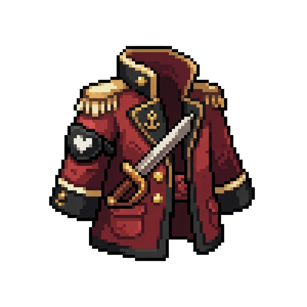 A Mini Pirate Captain Coat with a Heart Eye Patch and Toy Sword