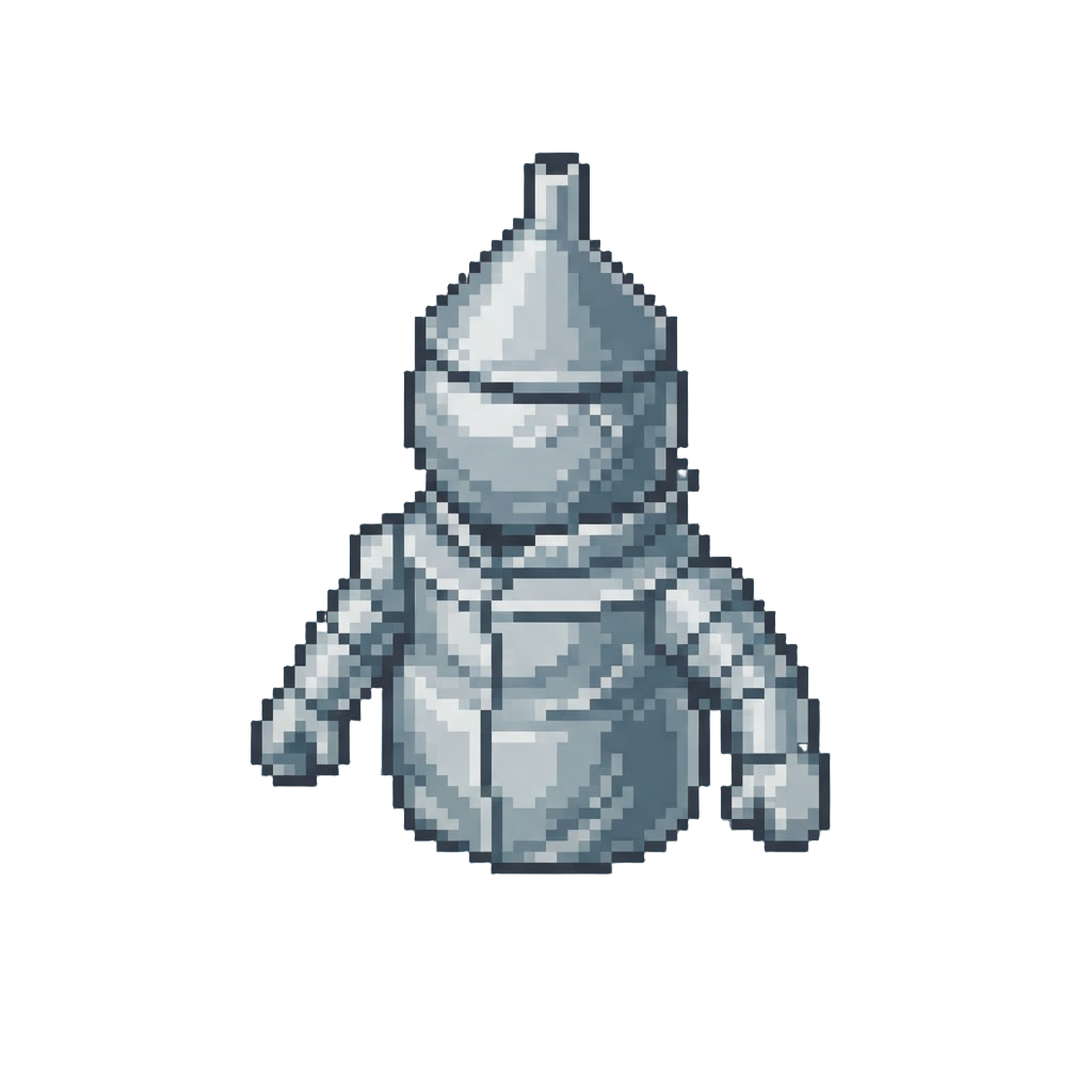 A Shiny Aluminum Foil Tin-man Wrap with a Funnel Hat