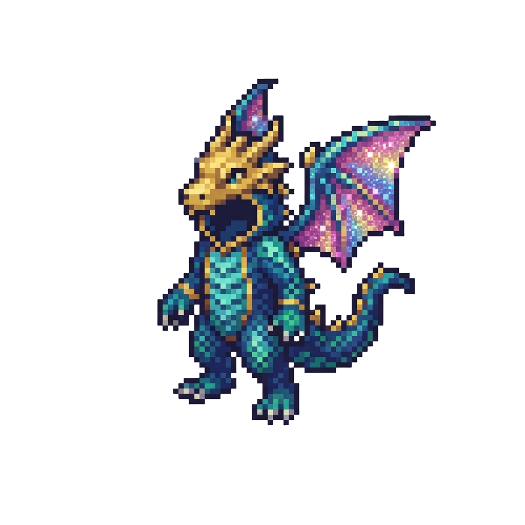A Shimmering Magical Dragon Costume with Glittering Foil Wings
