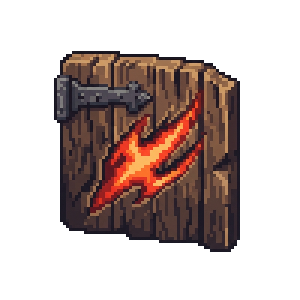 A Deep Claw Gouge Glowing Red on the Castle Gate
