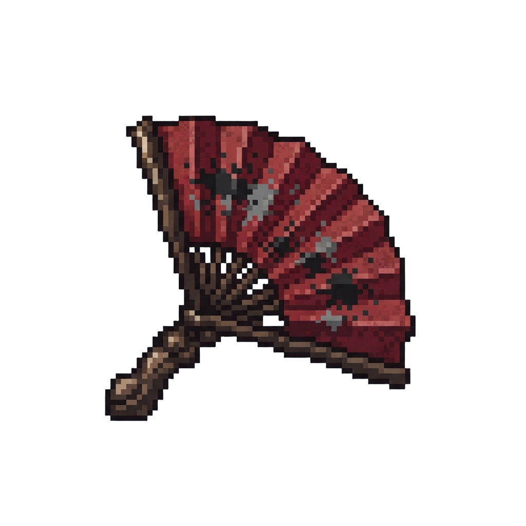 A Classic Dark Red Splatter Fan Across the Stone