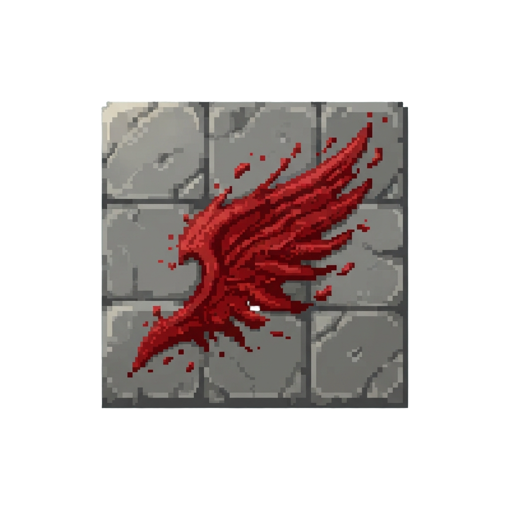 A Dramatic Crimson Wing-shaped Spray Across the Flagstones