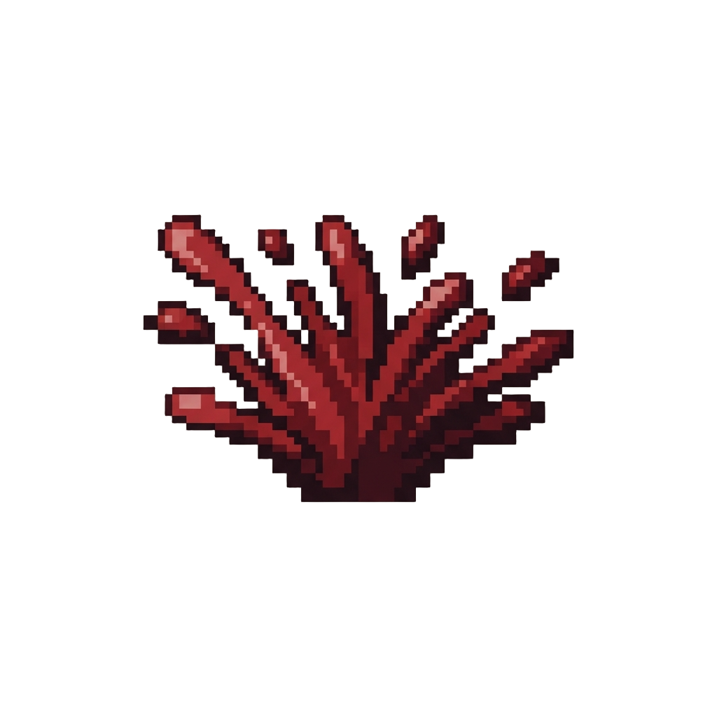 A Wide Fan-shaped Burst of Dark Red Blood