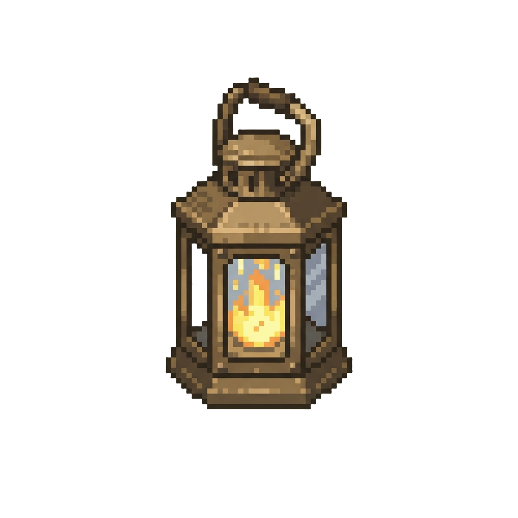 A Heavy Bronze Lantern with a Dancing Enchanted Flame