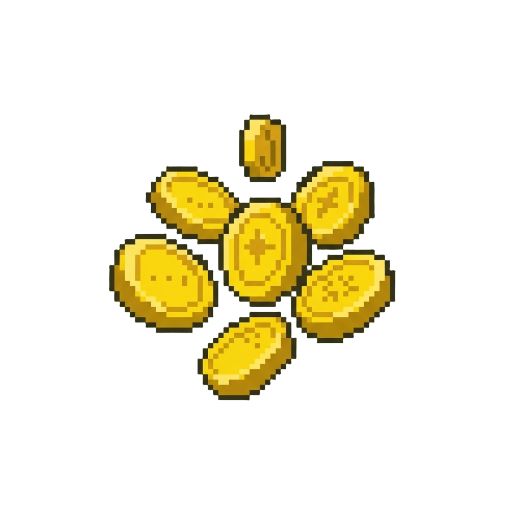 A Spray of Classic Yellow 8-bit Gold Coins