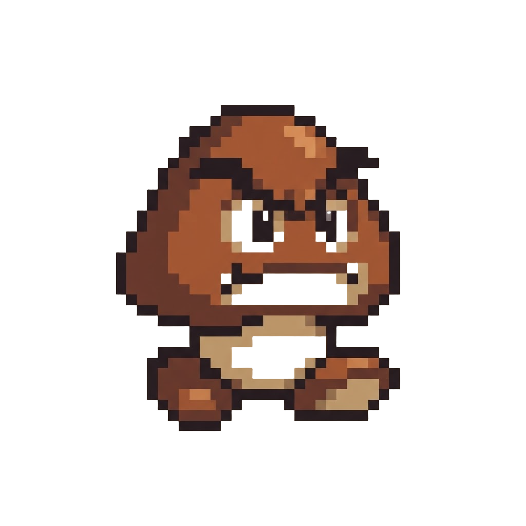 A Grumpy Walking Goomba Monster