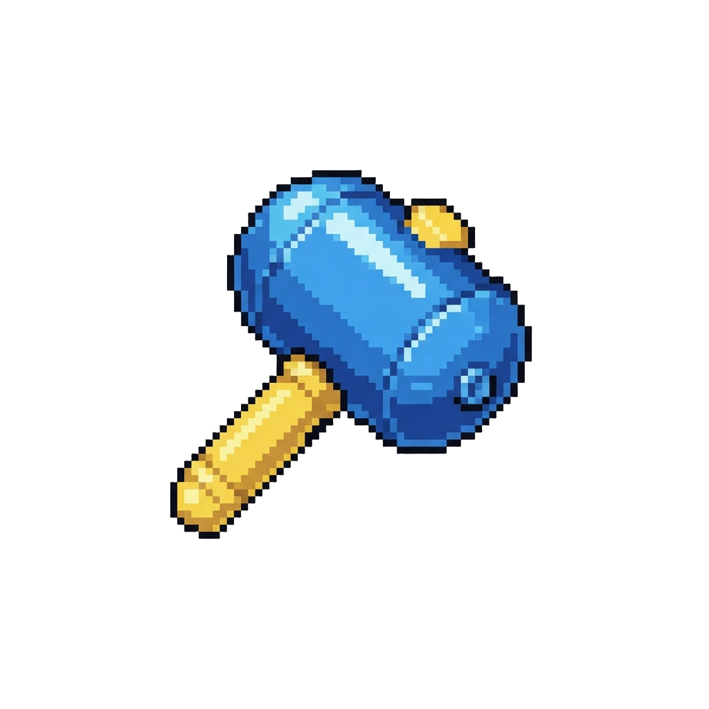 A Massive Shiny Blue Inflatable Hammer