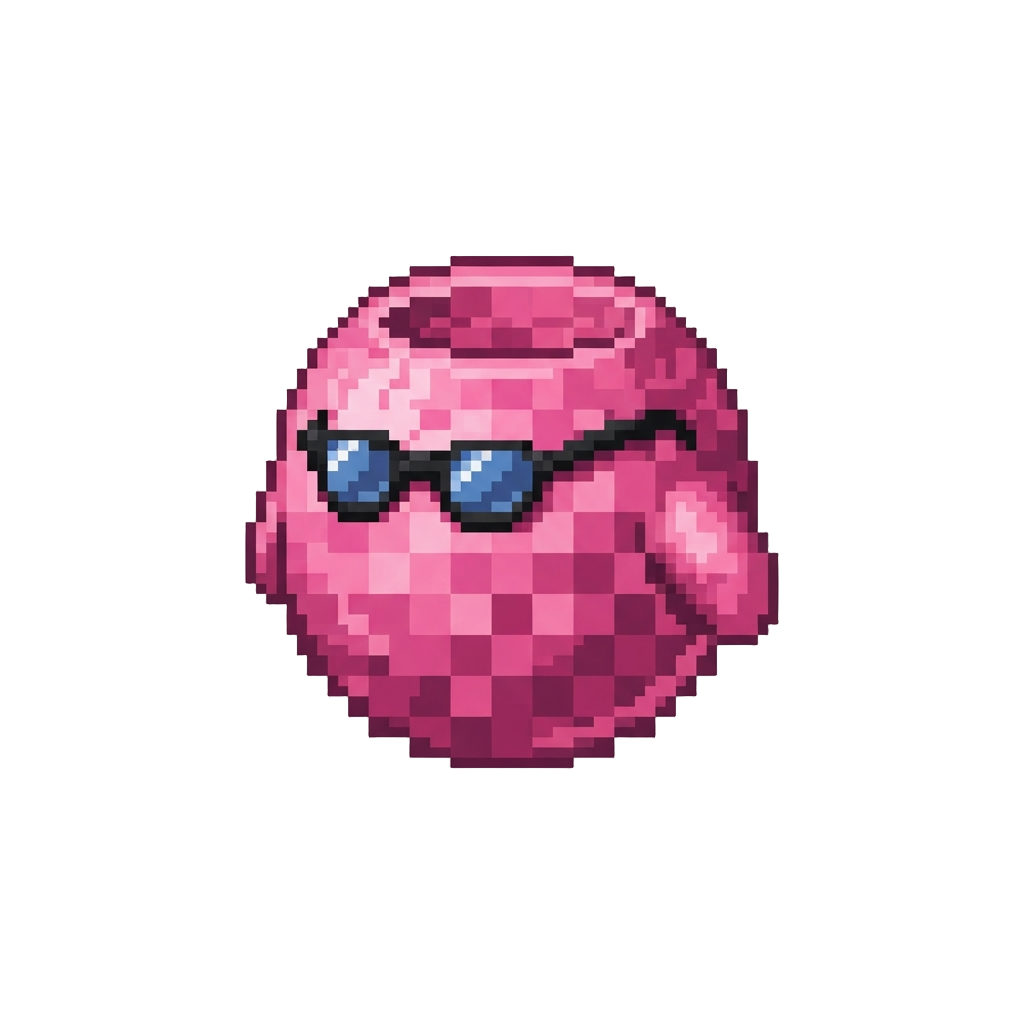 A Squishy Pink Disco-ball Costume with Tiny Sunglasses