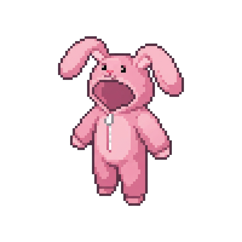 A Fuzzy Pink Bunny Onesie with Giant Floppy Ears