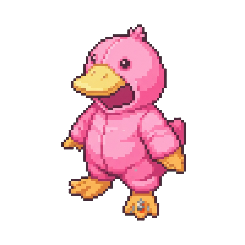 A Bright Pink Duckling Costume with Squeaking Flippers