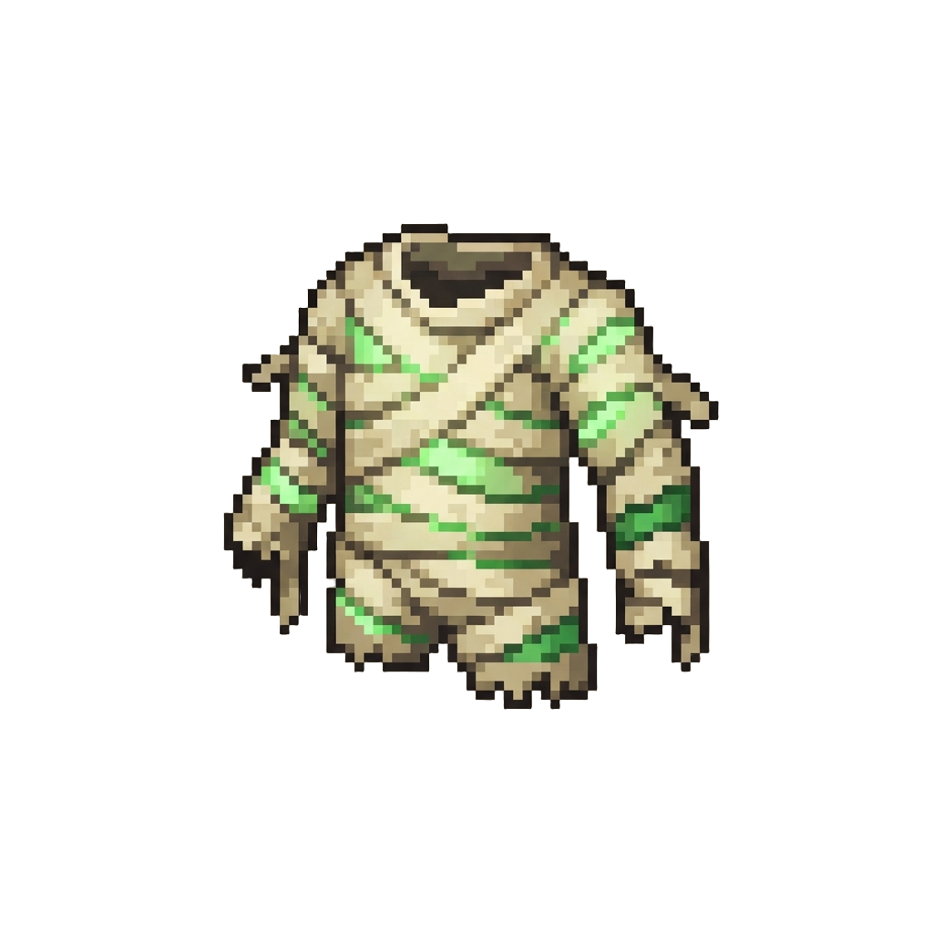 A Jagged Mummy Wrap Costume with Glowing Green Bandages