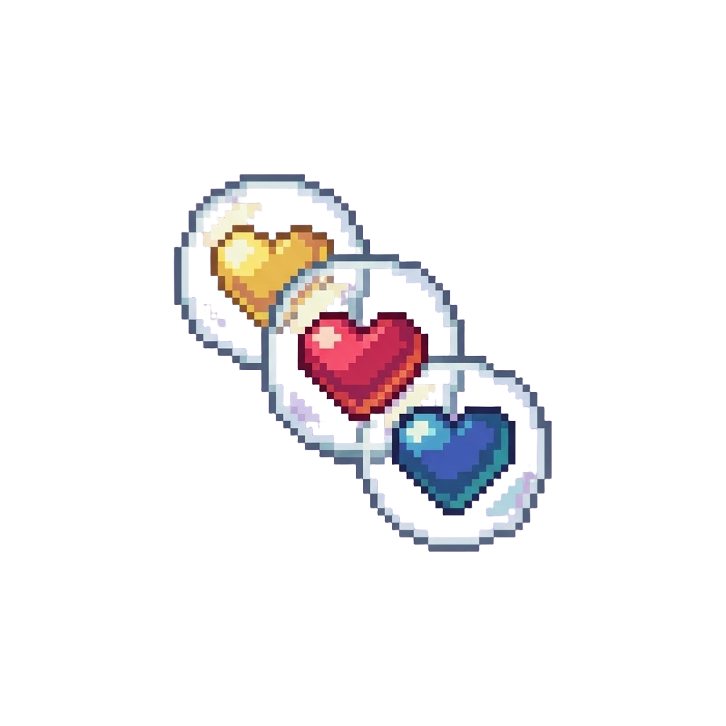 Floating Rainbow Heart Bubbles