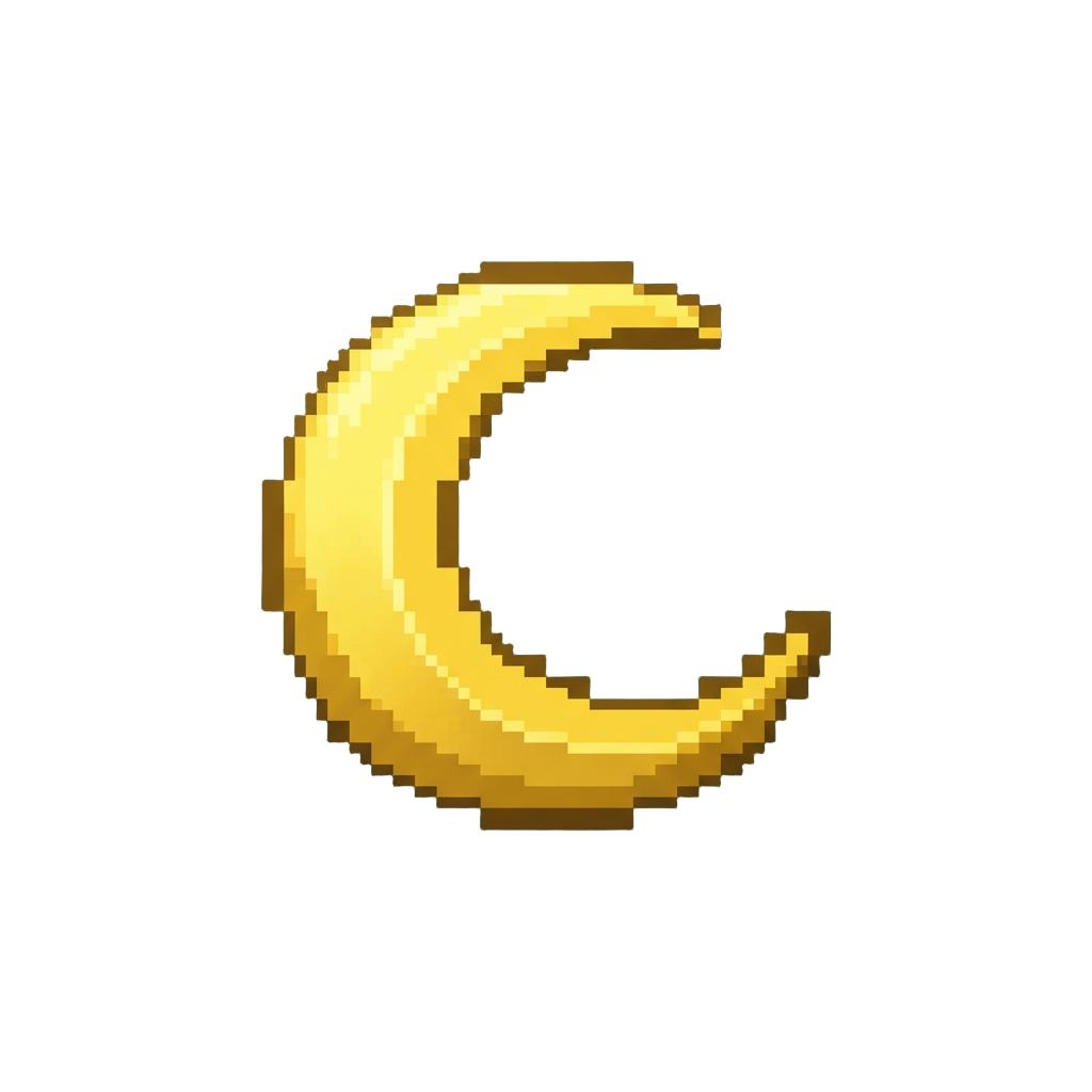 A Glowing Yellow Crescent Moon