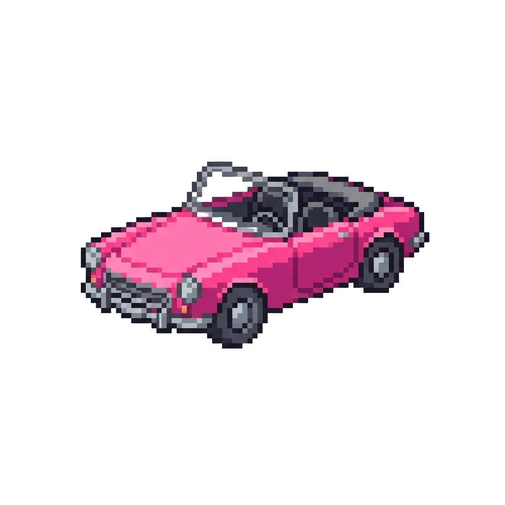 A Sleek Neon-pink Vintage Convertible