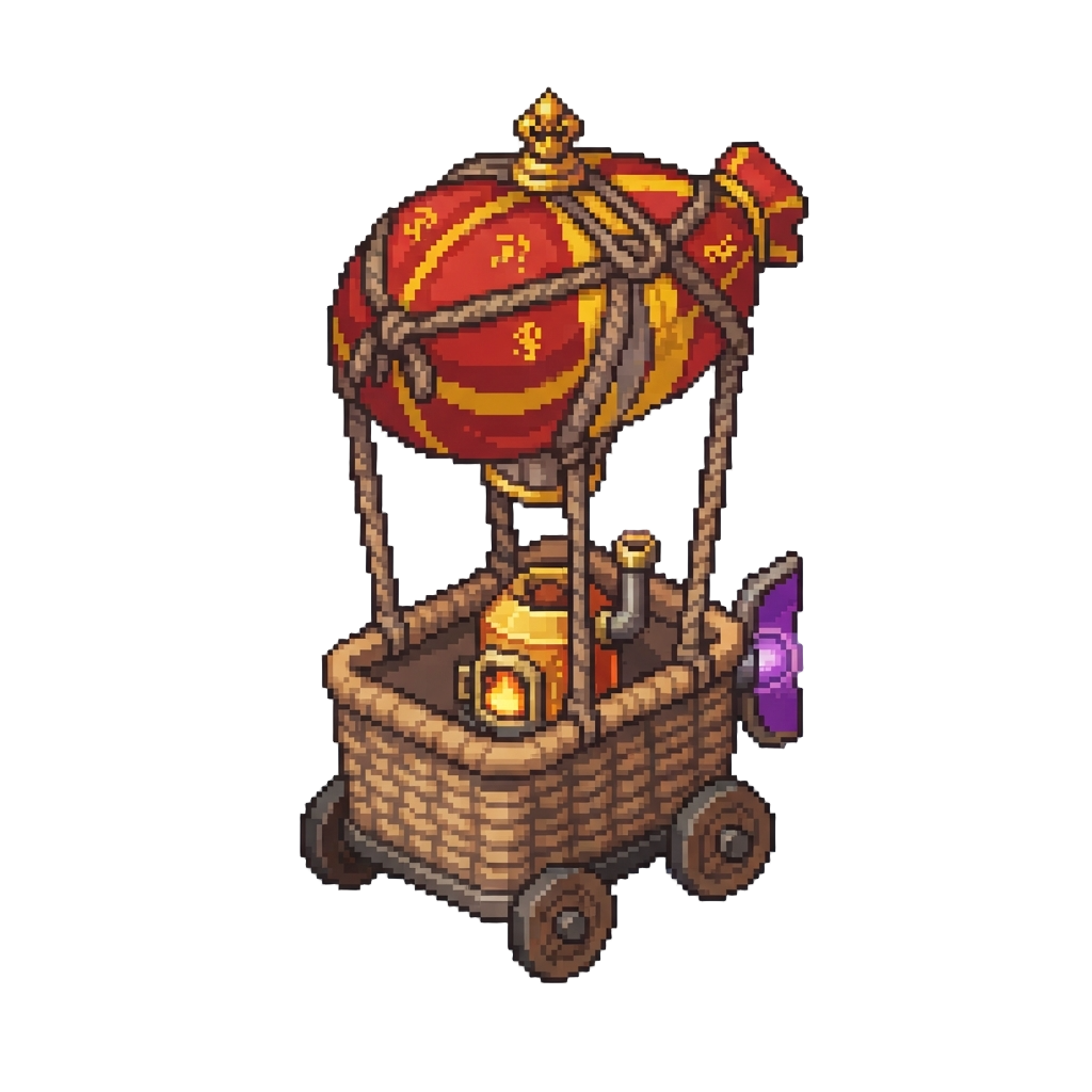 A Magical Hot Air Balloon Basket on Wheels