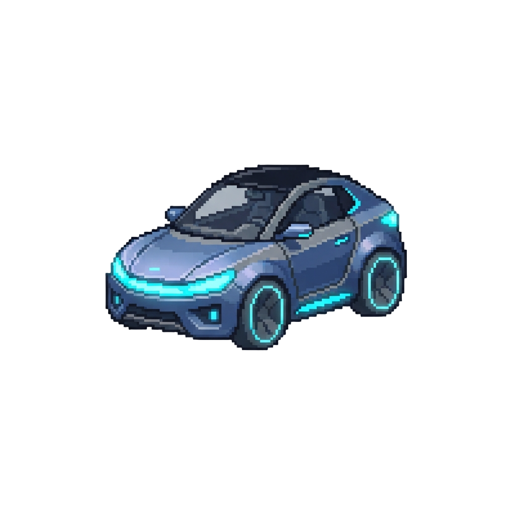 A Futuristic Glowing Electric Car