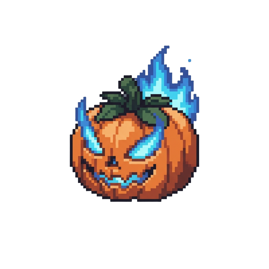 A Blazing Spectral Blue-flame Jack-o'-lantern