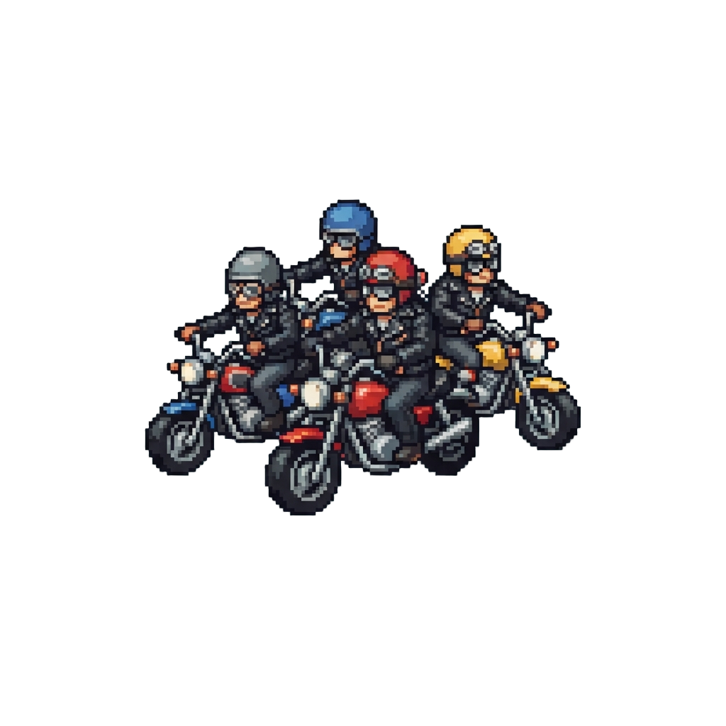 A Biker Gang on Miniature Motorcycles