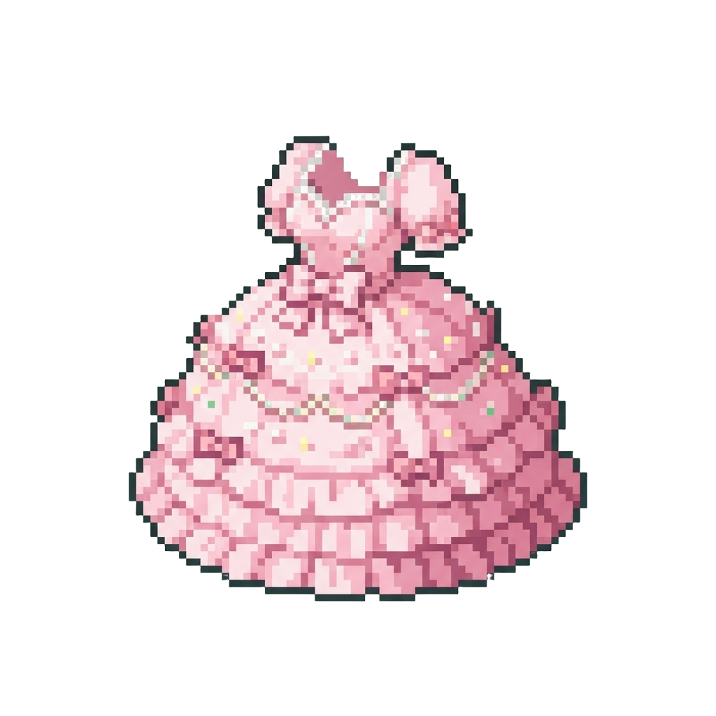 An Overly Fluffy Pastel Pink Frill Dress Resembling a Giant Birthday Cake