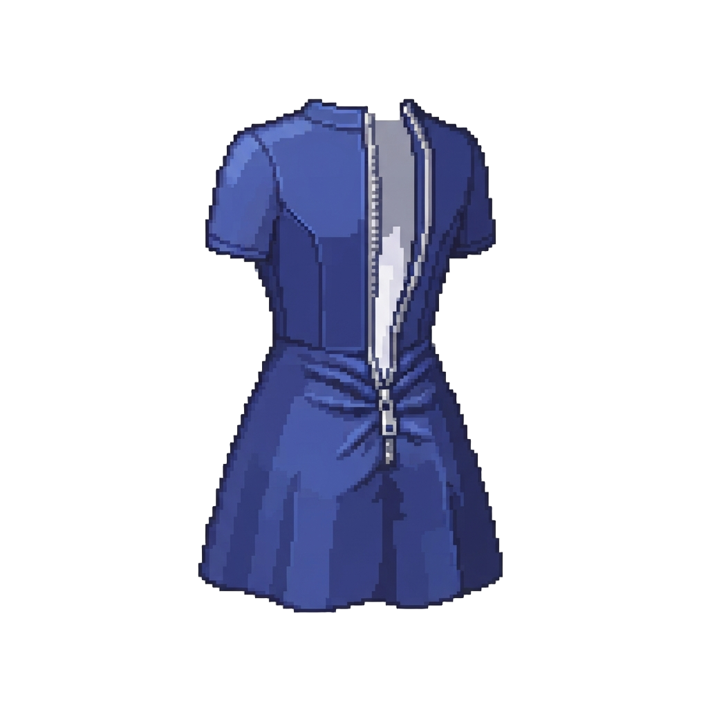 A Comically Tight Dress Where the Back Zipper Is Stuck Halfway Down