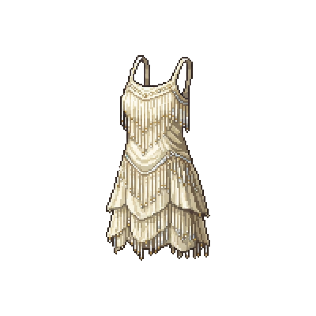 A Retro 1920s Flapper Bridal Dress Covered in Dangling Fringe