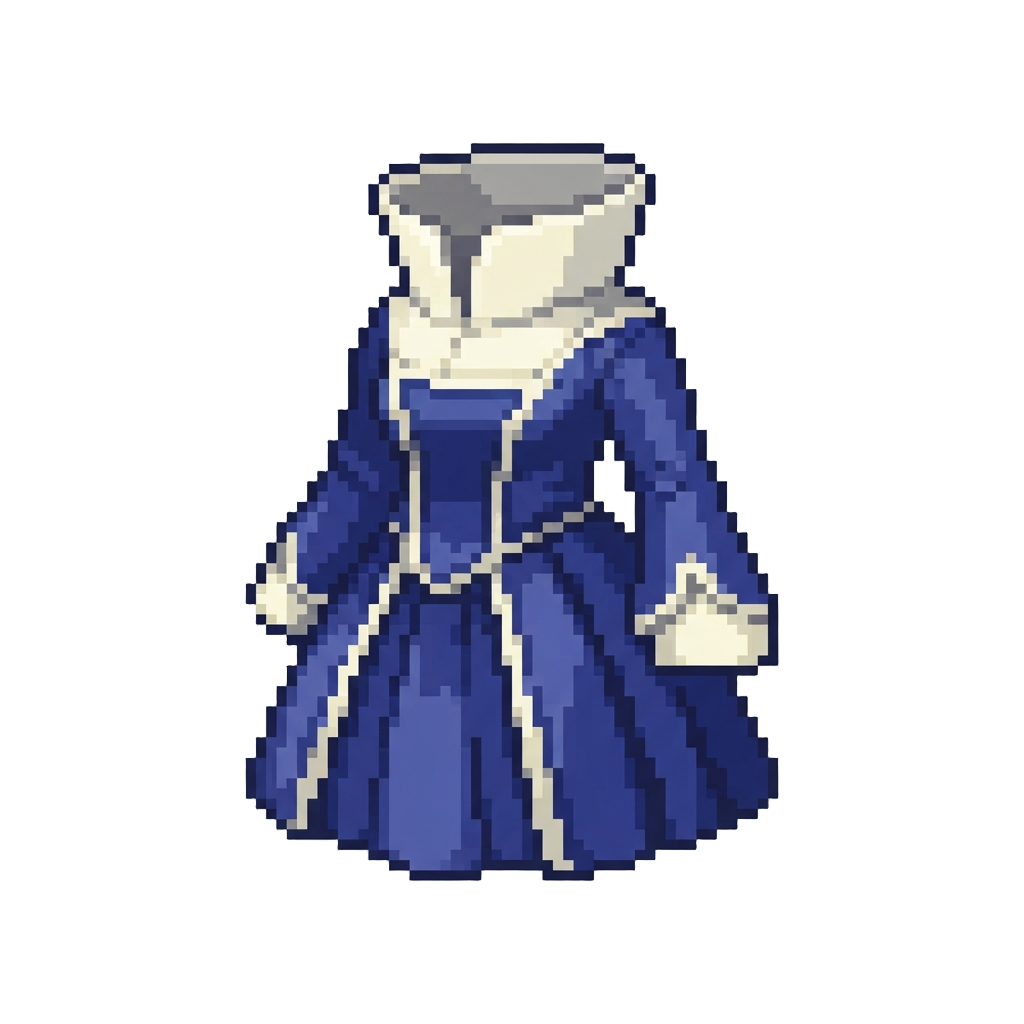A Dress with an Oversized Stiff Collar That Completely Hides @image1's Neck