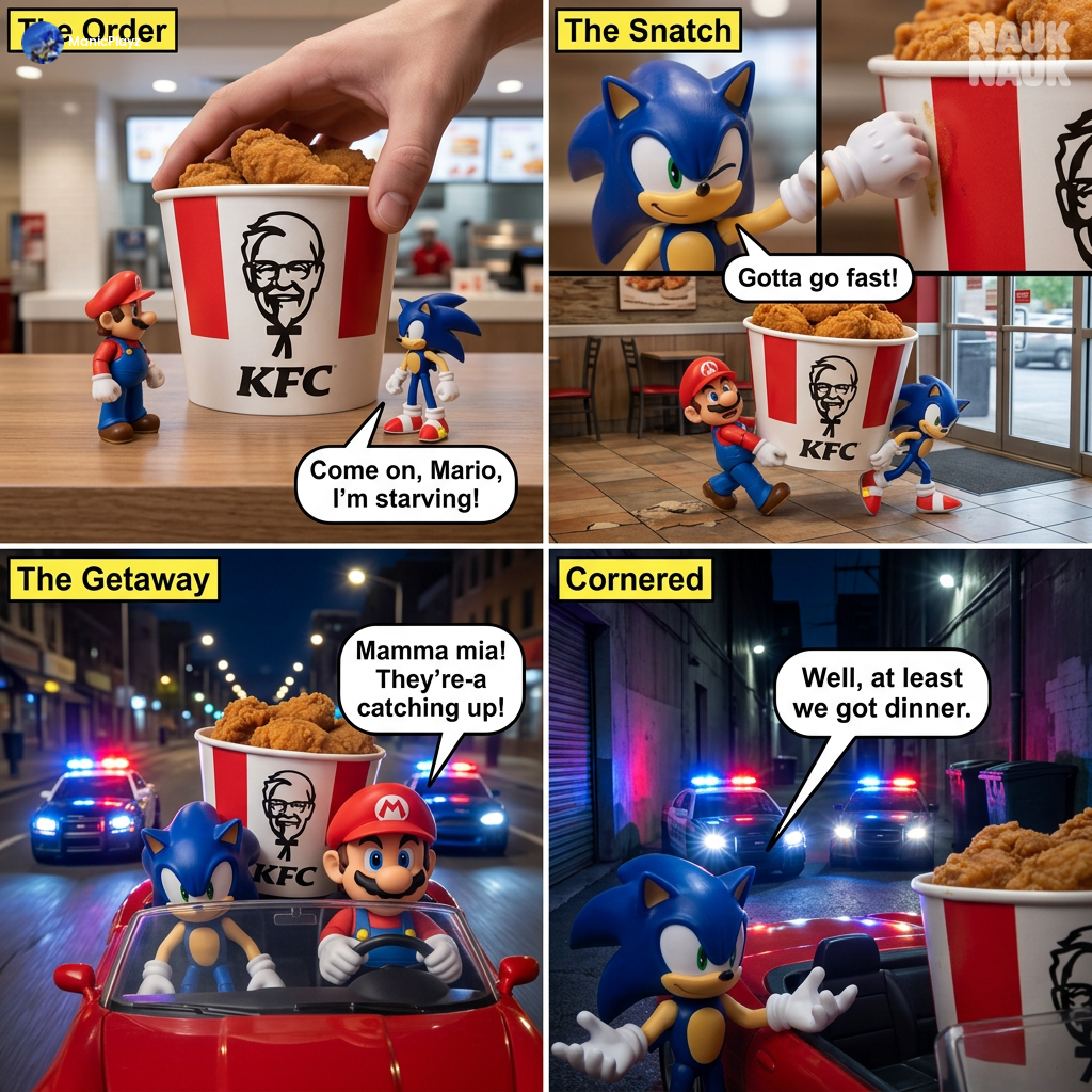 Mario and Sonic the Hedgehog KFC run