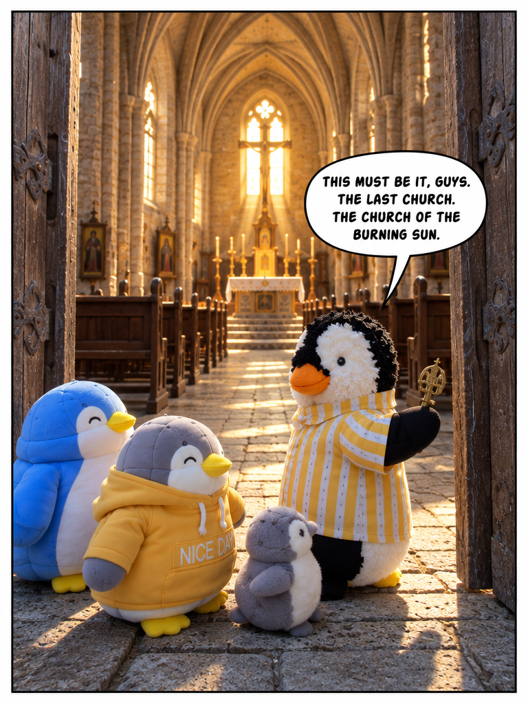Three Penguin Siblings: The Church of the Burning Sun (page 1 of 4)