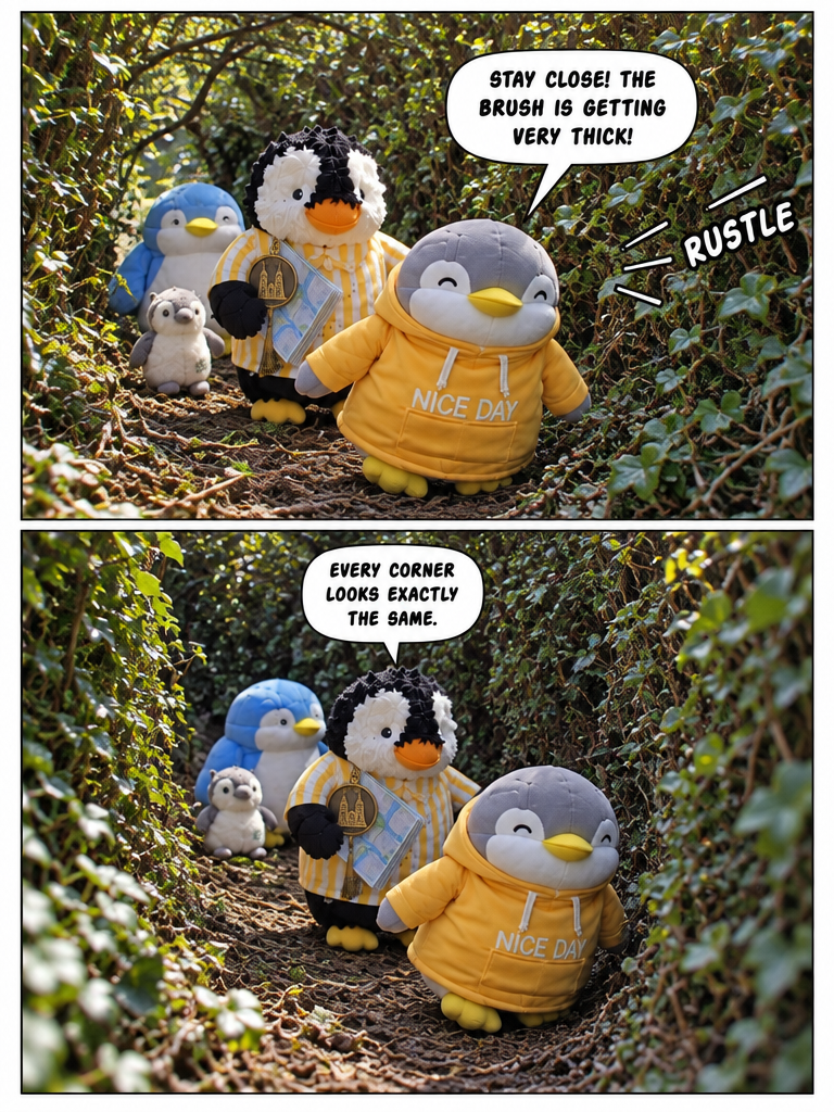 Three Penguin Siblings: The Winding Labyrinth Square (page 1 of 4)