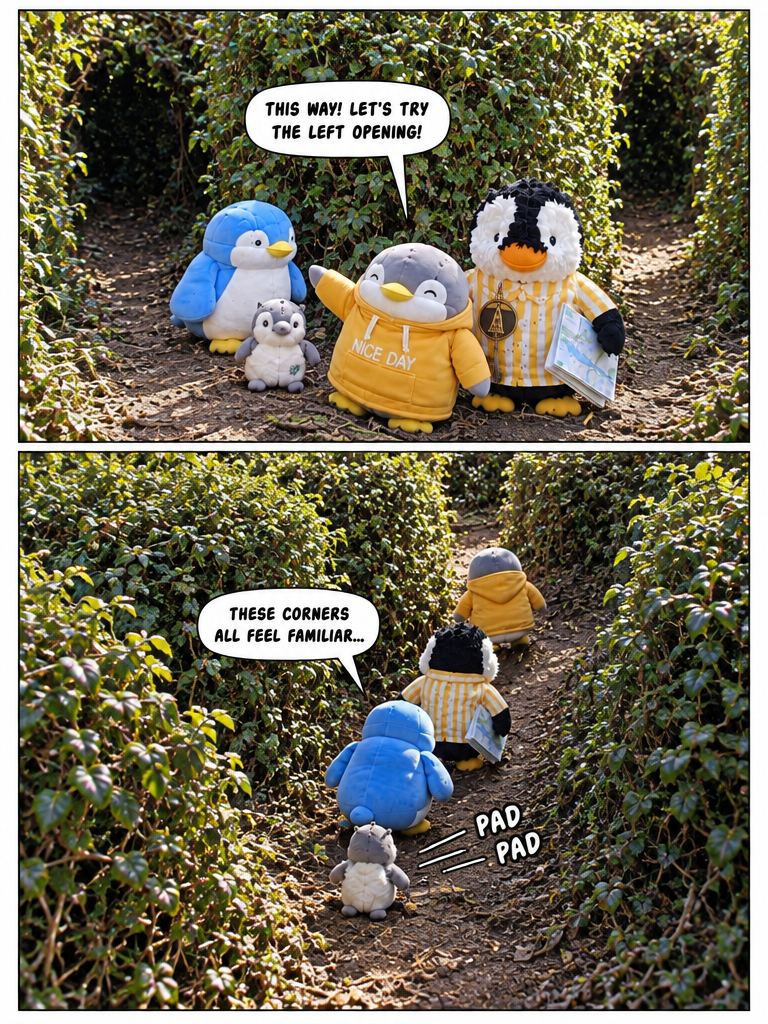 Three Penguin Siblings: The Winding Labyrinth Square (page 3 of 4)