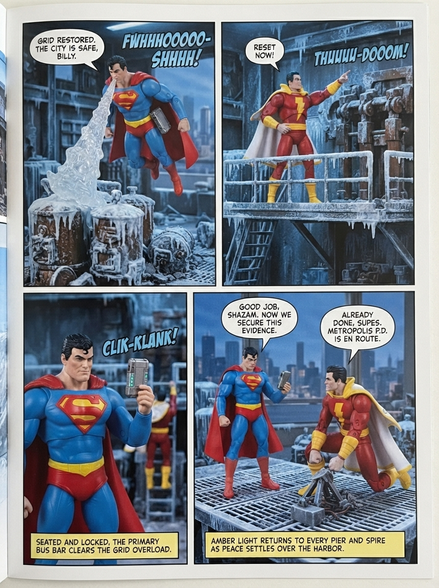 Superman Vs Shazam: 🦸‍♂️💪🏼 Blackout Protocol 💬 Comic Story;  part 7 (page 4 of 4)
