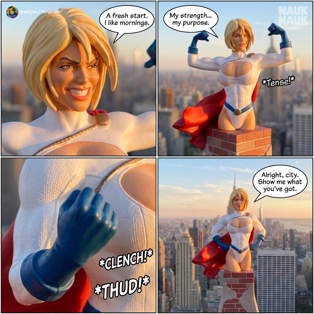 Power Girl - Rooftop Guardian at Sunrise Comic Storyboard v1.0