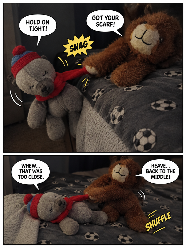 Bedtime on the Soccer Quilt (page 2 of 4)