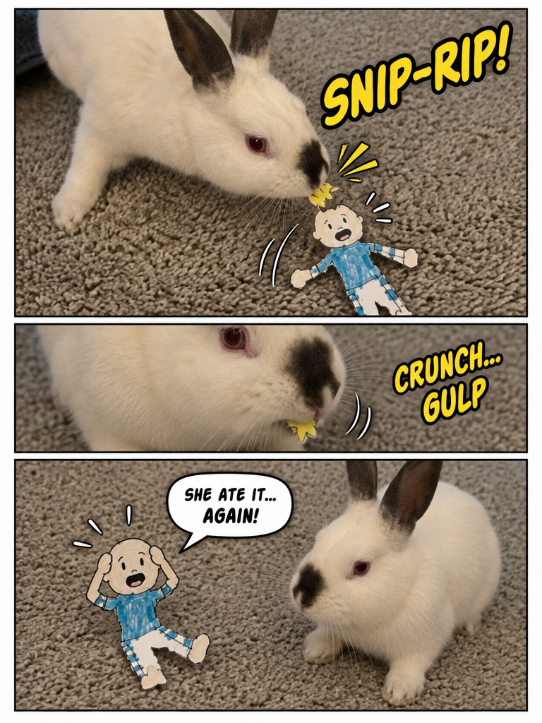 the adventures of paper person! (episode,wait, w-1, a close shave on the carpet) (page 3 of 4)