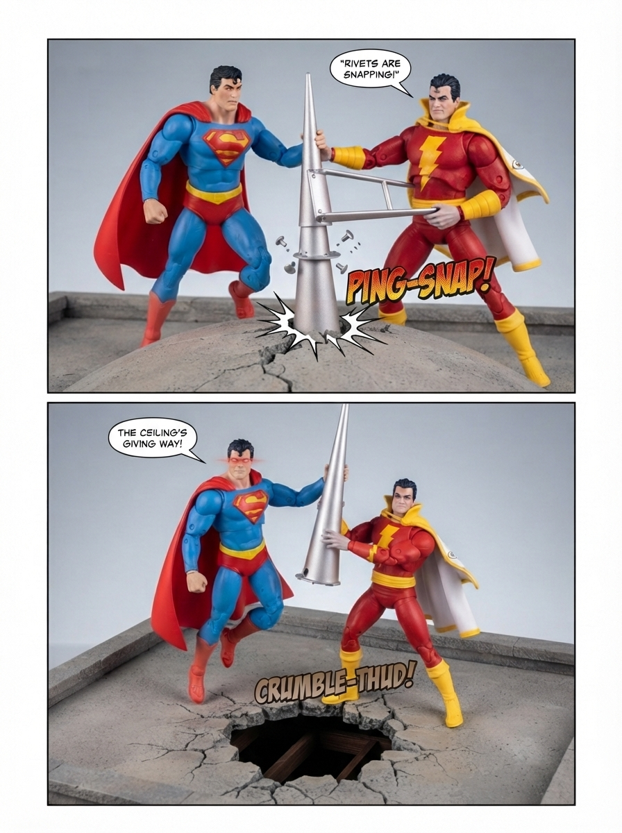 Superman Vs Shazam: 🦸‍♂️💪🏼 Grounded Heroes 💬 Comic Story;  part  3 (page 3 of 4)