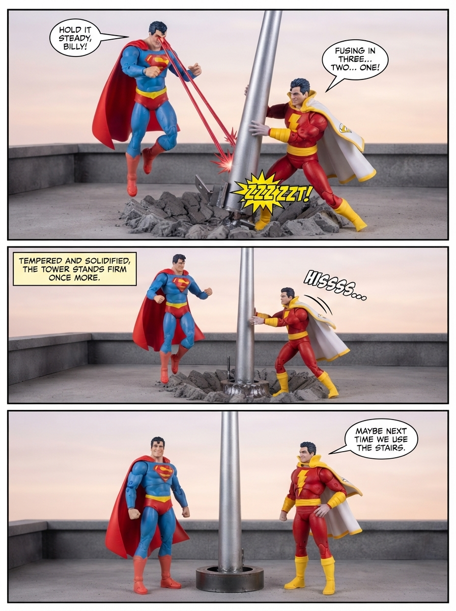 Superman Vs Shazam: 🦸‍♂️💪🏼 Grounded Heroes 💬 Comic Story;  part  3 (page 4 of 4)