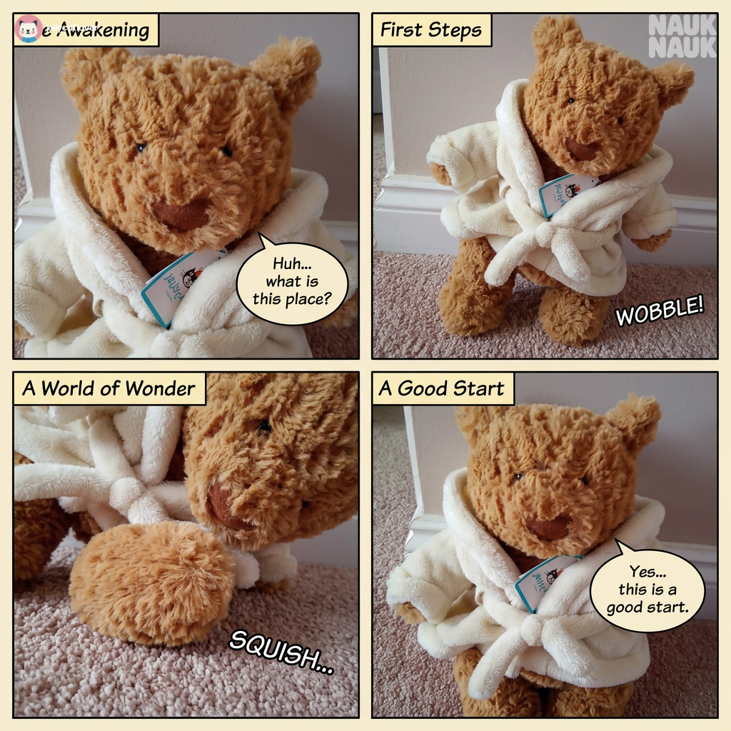 Plush Bear's first day home