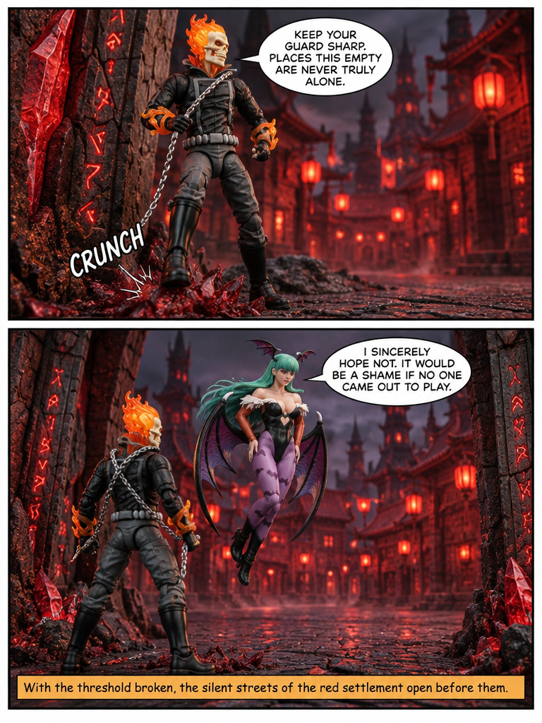 ghost rider and morrigan in The Crimson Settlement (page 4 of 4)