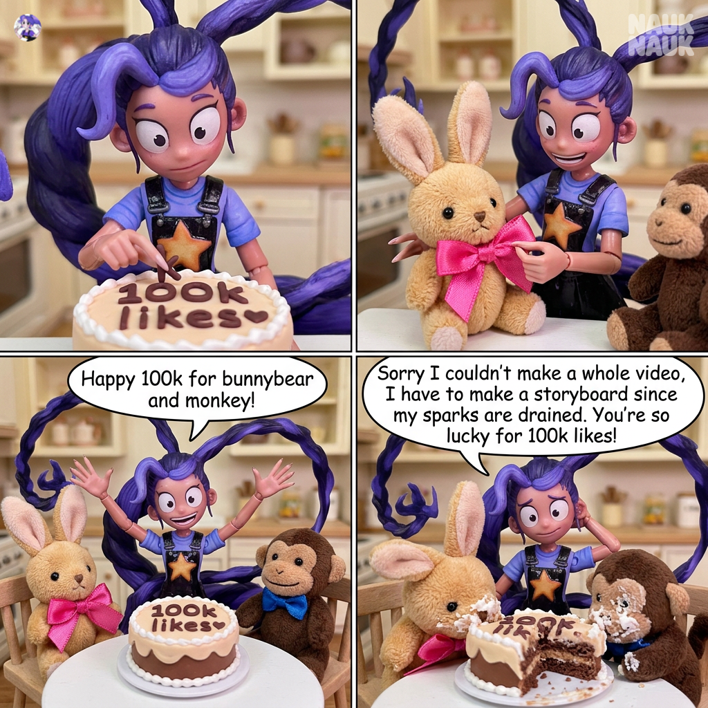 i bake 100k cake for bunnybear and monkey