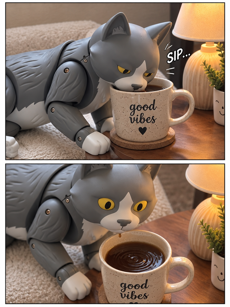 Morning Routine of the Robotic Cat (page 2 of 4)